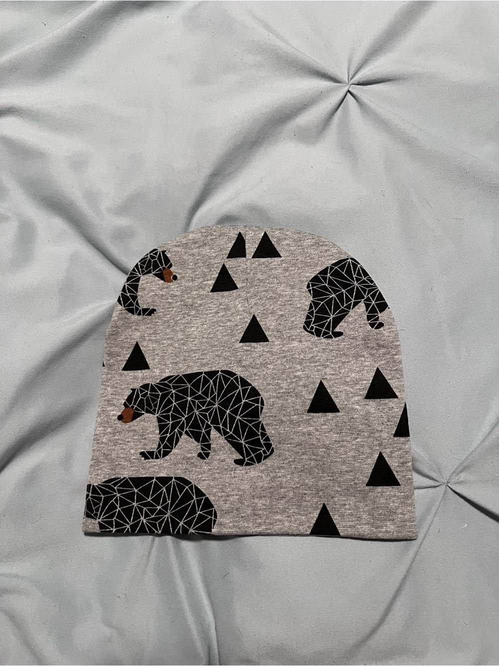 Kids Grey Bear Print Beanie Hat